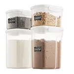 Airtight Food Storage Containers with Lids [4 Piece] BPA Free Plastic Kitchen Pantry Storage Containers - Dry Food Storage Containers Set for Flour, Cereal, Sugar, Coffee, Rice, Nuts, Snacks Etc.