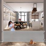 dearlomum Retractable Baby Gate,Mesh Baby Extra Wide Gate,Extra Long Dog Gate,33" Tall,Large Extends up to 118" Wide,Child Safety Extra Large Gate for Doorways, Stairs, Indoor/Outdoor（Grey,33"x118"）
