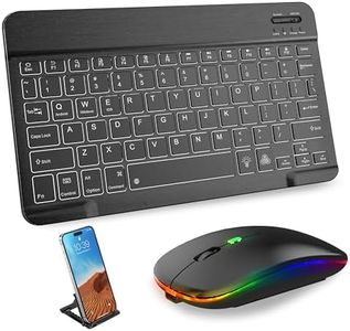 Bluetooth Keyboard and Mouse Combo for iPad - Rechargeable RGB Wireless Keyboard & Mouse with 7-Color Backlit Compatible with iPad 10th/9th/8th Gen, iPad Pro/Air/Mini (Black)