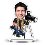 Foto Factory Gifts® Personalized Photographer Caricature Cutout (Wooden, 8inch x 5inch, Multicolour) CA0056