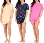 Real Essentials 3 Pack Nightgowns Women Adult Womens Nightgown Moo Moos Sleep Night Shirts Hysterectomy Sleepwear House Dress Lounge Ladies