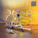 One94Store LED Acrylic Writing Board with Light & 7 Pens | 30x20 cm DIY 3D Rewritable Message Pad | Personalized Night Lamp & Display Board for Home, Office Desk, Kids & Gifts