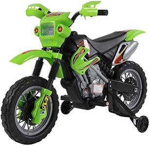 HOMCOM Moto Cross électrique Enfant 3 à 6 Ans 6 V phares klaxon musiques 102 x 53 x 66 cm Vert et Noir