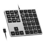 Kisnt Wired USB-C Number Pad, 34 Key Numeric Keypad Slim Type-C numpad Portable 10 Key USB keypad for Laptop, Apple Mac iMac MacBook Pro/Air, Windows PC.