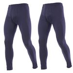 YUSHOW Mens 2 Pack Thermal Underwear Bottoms Long Johns for Men Thermal Warm Baselayer Ultra Soft Trousers Leggings Pants Navy Blue