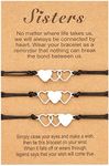 Flongo BFF Couple Bracelet, Chains, Friendship Bracelet for 4 Bangle Bracelets with Hearts for Women and Girls, 13 centimeters, Stainless Steel