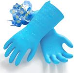 Vgo... 1 Pair Household Cleaning Gloves Infused with Rresh Rich Aromas, Lined Dishwashing Gloves,Long Sleeves Kitchen Gloves, Bathroom Cleaning, Gardening, Pet Care(Light Blue,M,TP1117)