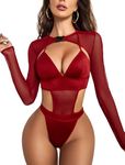 Avidlove Rave Outfits for Women Sexy Exotic Teddy Bodysuit Sheer Crop Top and Bodysut Set