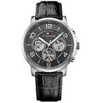 Tommy Hilfiger Mens Quartz Watch, Multi dial Display and Leather Strap 1791289