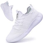 BUBUDENG Women's Trainers Casual Sneakers Walking Gym Sport Running Shoes Lightweight Tennis Shoes White,3.5 UK(Label Size:36)