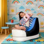 Amazon Brand - Solimo Bean Bag Chair for Kids | Filled with Beans | Capacity: Upto 5 Ft Height, 60 Kg Weight | Blue & White_Sneaker