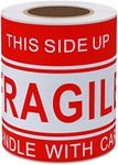 Hybsk This Side Up Fragile Stickers 4"*6" Handle with Care Shipping and Packing Warning Adhesive Labels 100 Per Roll (4x6 inch)