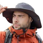 TOP-EX XL/XXL Sun Hat Men, Wide Brim UV Safari Bonnie Hats for Summer Outdoor Hiking Fishing Walking, Waterproof & Windproof Dark Grey 63-66cm