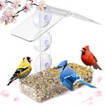 MrCrafts Window Bird Feeder with Strong Suction Cups, Clear Window Bird feeders for Viewing, Window Bird House, Bird Feeders for Outdoors Outside, Fits for Cardinals, Finches, Chickadees, Unique Gift