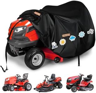 Outdoors Riding Lawn Mower Cover Waterproof Heavy Duty 420D Polyester Oxford Lawn Tractor Cover Fits Decks Up To 54" With Reflective Tape & Windproof Buckle Riding Mower (Riding Mower)