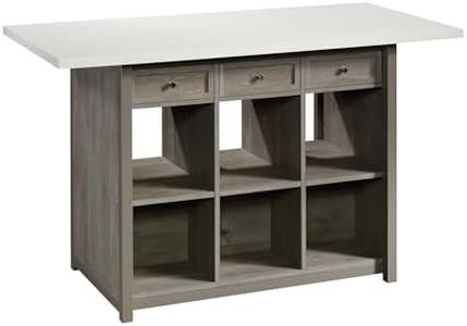 Sauder Craft Pro Series Durable Craft Work Table with Storage/Pantry cabinets, Mystic Oak Finish