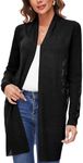 Huuloo Women's Open Front Long Shawl Cardigan Sweater with Pockets, 2404-black, Medium