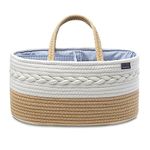 YeaYee Nappy Caddy,Baby Diaper Caddy Organiser, Portable Storage Basket with Changeable Compartments,100% Cotton Canvas, Newborn Gift (Brown, Small)