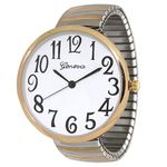 Geneva Super Large Stretch Watch Clear Number Easy Read (Two Tone), Two Tone, 1 Count (Pack of 1), Modern