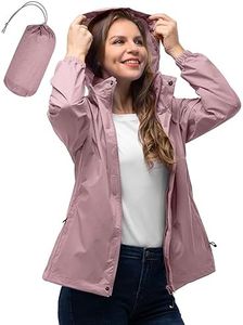 33,000ft Women's Rain Jacket Waterproof Lightweight Packable Raincoat with Hood for Golf Hiking Travel Windbreaker