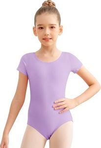 DANSHOW Girls' Dance Team Basic Short Sleeve Leotards for Toddler Ballet(2-3027-09-S)