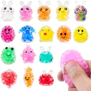 AONSOULE Easter Egg Fillers – 16 Pcs Mini Squishy Stress Balls for Adults, Easter Basket Stuffers Party Favors, Fidget Toy Stress Relief Toys for Mini Eggs