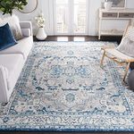 Safavieh Brentwood Collection BNT851G Medallion Distressed Non-Shedding Stain Resistant Living Room Bedroom Area Rug, 11' x 11' Square, Light Grey / Blue