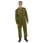 Amscan 9913296 Adult Top Gun Maverick Pilot Jumpsuit Fancy Dress Pilot Costume Aviator Cruise (Chest: 42"-46")