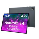 CWOWDEFU Tablet With SIM Card Slot,10-inch Tablet,Android 14,4G LTE Phone (Make Calls),8GB RAM,128GB ROM (TF up to 1 TB),GSM Unlocked,Phablet,6000 mAh,GPS,Octa-Core(Silver)