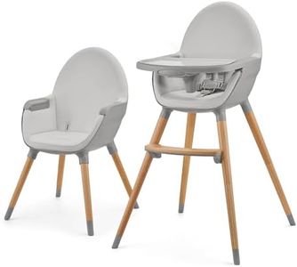 Kinderkraft FINI 2 Chaise Haute Bébé, 2 en 1, Fauteuil Enfant, Chaise Enfant, Puericulture Bébé, Évolutive, Réglable, Avec Plateau, Solide, Design Universel, Facilement lavable, 20kg, Gris