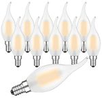 E14 Flame Tip LED Filament Frosted Candle Light Bulbs,Dimmable Candle Bulbs, 4W Candelabra Base Lamp,Warm White 2700K,35W Incandescent Bulb Equivalent,Pack of 10,Energy Class F