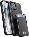 TORU CX PRO for iPhone 13 Case with Card Holder | Detachable Sliding Wallet for 3 Cards | Slim Protective Shockproof Heavy Duty Cover for Wireless Charging - Black