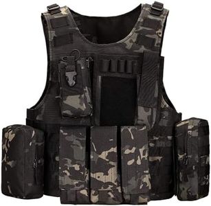 HUNTVP Tactical Vest Military Army Waistcoat Molle Assault Combat Airsoft Vest for Men Women CS Training Camping Hiking Hunting Outdoors (Type3-Camo)