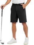 JHMORP Men's Golf Shorts Stretch Dry Fit 9" Dress Work Casual Shorts with Zipper Pockets (Black,CA 36)