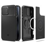 Spigen Optik Armor Magfit Back Cover Case Compatible with iPhone 15 Pro Max (TPU + Poly Carbonate | Black)