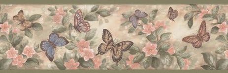 Brewster 137B38634 Kitchen Bath Bed Resource III Butterflies Wall Border, 6-Inch by 180-Inch, Pastels