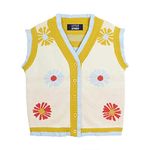 LittleSpring Cable Knit Sweater Vest for Toddler Girls Cotton Soft Daisy Flower Vest Yellow 4T