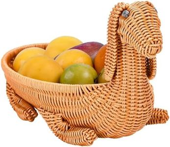 Prosumers Choice Bread Baskets for Serving - Creative Rattan Wicker Baskets - Storage Basket for Snacks and Treats - Unique Dog Design Basket - Brown, 11.8" x 9" x 7.1"