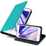 cadorabo Book Case works with Apple iPhone 8 PLUS / 7 PLUS / 7S PLUS in PETROL TURQUOISE - with Magnetic Closure, Stand Function and Card Slot - Wallet Etui Cover Pouch PU Leather Flip