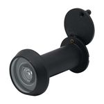 Door Viewer Black Peepholes or Peek Holes | 200 Degree Fire Rated Spy Hole with Privacy Cover