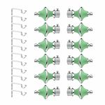 GRIVAN Stainless Steel & ABS Curtain Bracket Parda Holder with Support 1 Inch Rod Pocket Finials Designer Door and Window Rod Support Fittings, Curtain Rod Holder (Pair of 6 , Green )