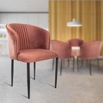 ROSE® Fire Cafe Chair | Side Chair | Kitchen | Breakfast | Living Room Chair | Modern Velvet Dining Chair for Cafe Chair | Restaurants Chairs (Coral Pink (Set of 1))