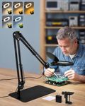 LIONVISON 10x Magnifying Glass with Light: 2-in-1 Magnifying Lamp with Light and Stand and Clamp - Stepless Color & Brightness Desk LED Clamp Lamp with Extra-Long Arm for Seniors Crafts Hands Free