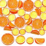 SNAIL GARDEN 30Pcs Artificial Lemon Slices Blocks, 20Pcs Simulation Lime Slice+10Pcs Fake Lemon Block-Double Side Decorative Fake Fruit Model for Party Photo Props Decoration（Orange）