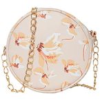 ADISA Women Girls Floral Print Round Sling Bag (SL5073-CRE_Cream)