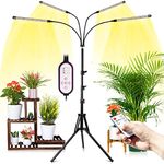 wolezek Grow Lights for Indoor Plants, 80Leds Plant Light with Stand for Tall & Large Plants, Full Spectrum Floor Grow Lamp with Dual Controllers,4/8/12H Timer,Tripod Adjustable 40-160CM