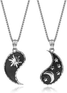 GAVU Colliers pour Couples Pendentifs Soleil et Lune Yin Yang Acier Inoxydable