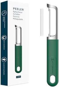 KITCHENDAO Swivel Vegetable Potato Peeler for Kitchen, Japanese Stainless Steel Sharp Blade, Heavy Duty Die-cast Construction, Built-in Eye Remover, Soft-Touch Handle, Dishwasher Safe, Green