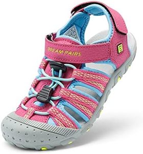 DREAM PAIRS Boys Girls Summer Outdoor Athletic Sport Sandals Walking Hiking Beach Casual Closed Toe Adjustable Multicolor for Toddler/Little/Big Kids,Size 5 Toddler,Fuchsia/Cyan/Neon/Green,171111-K