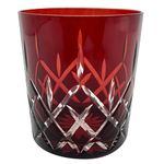 Luxurious Hand Cut Old Fashioned Glass (One Piece Included), Gift Packed Jewel-like Ruby Red 10 Oz Handmade Drinking Glass